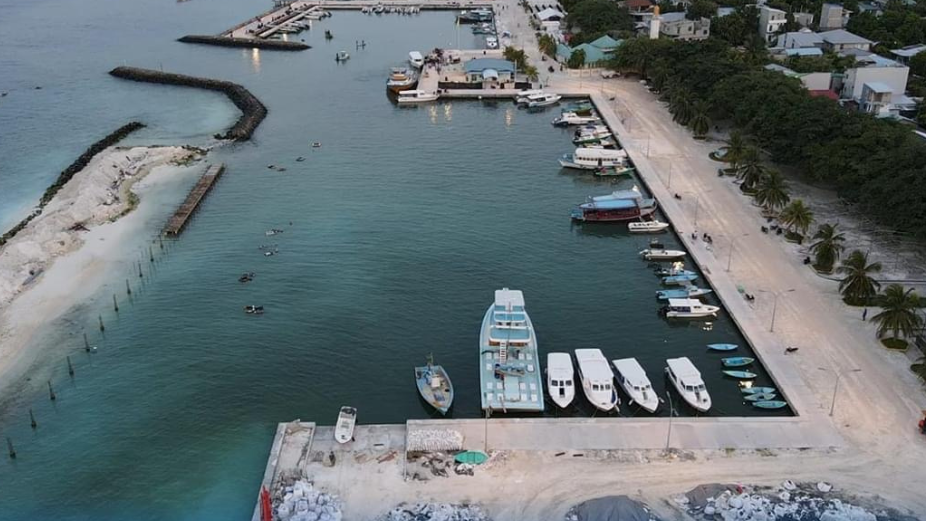 ukulhas harbor aerial view